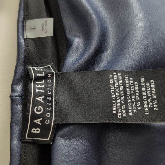 Bagatelle Collection Faux Leather Wide Leg Pants Midnight Blue Vegan L - Picture 9 of 11